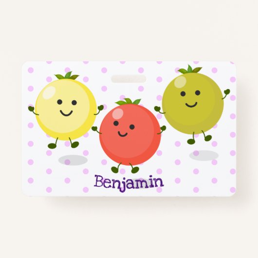 Cute cherry tomaten cartoon illustratie badge (Voorkant)