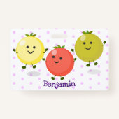 Cute cherry tomaten cartoon illustratie badge (Achterkant)