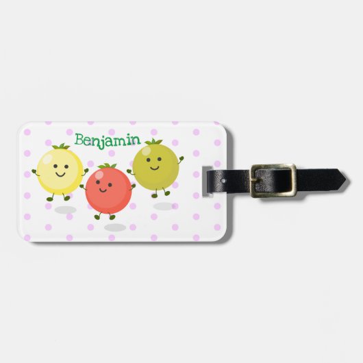 Cute cherry tomaten cartoon illustratie bagagelabel (Voorkant horizontaal)