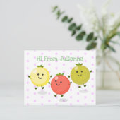 Cute cherry tomaten cartoon illustratie briefkaart (Staand voorkant)