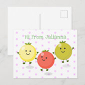 Cute cherry tomaten cartoon illustratie briefkaart (Voorkant / Achterkant)