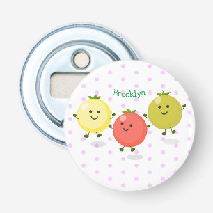 Cute cherry tomaten cartoon illustratie button flesopener