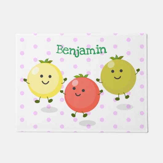 Cute cherry tomaten cartoon illustratie deurmat (Voorkant)