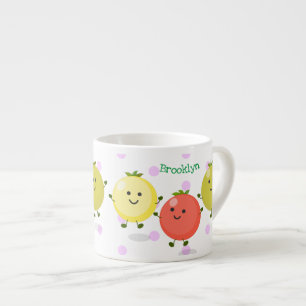 Cute cherry tomaten cartoon illustratie espresso kop