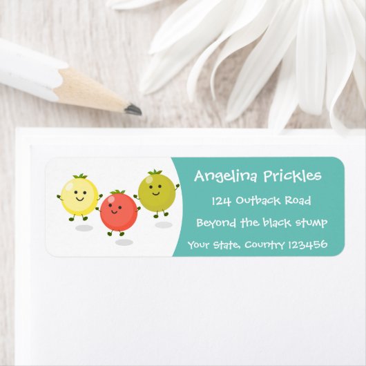 Cute cherry tomaten cartoon illustratie etiket (Insitu)