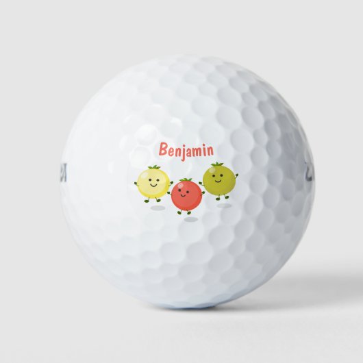Cute cherry tomaten cartoon illustratie golfballen (Voorkant)