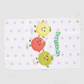 Cute cherry tomaten cartoon illustratie golfhanddoek (Horizontaal)