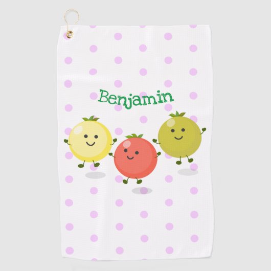 Cute cherry tomaten cartoon illustratie golfhanddoek (Voorkant)