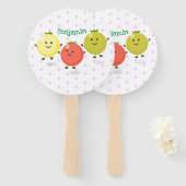 Cute cherry tomaten cartoon illustratie handwaaier (Voorkant en achterkant)