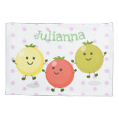 Cute cherry tomaten cartoon illustratie kussensloop (Achterkant)
