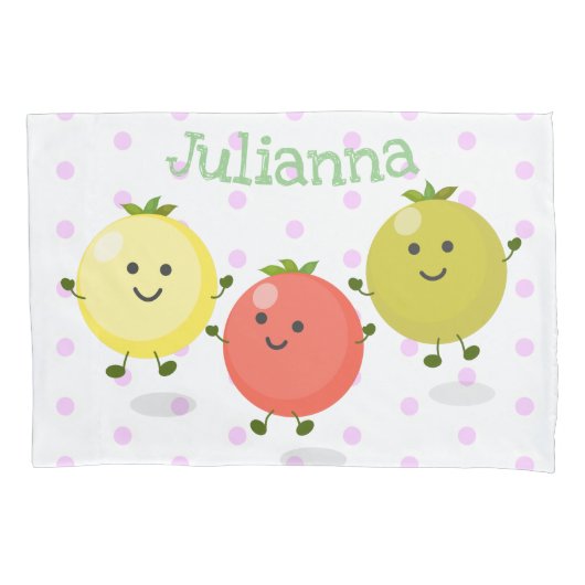 Cute cherry tomaten cartoon illustratie kussensloop (Voorkant)
