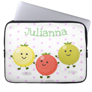 Cute cherry tomaten cartoon illustratie laptop sleeve
