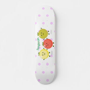 Cute cherry tomaten cartoon illustratie persoonlijk skateboard
