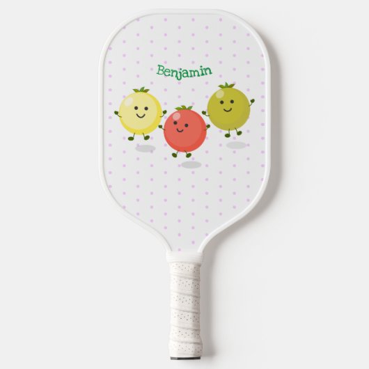 Cute cherry tomaten cartoon illustratie pickleball paddle (Voorkant)
