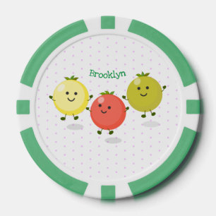Cute cherry tomaten cartoon illustratie poker chips