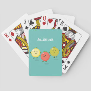 Cute cherry tomaten cartoon illustratie pokerkaarten