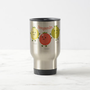 Cute cherry tomaten cartoon illustratie reisbeker