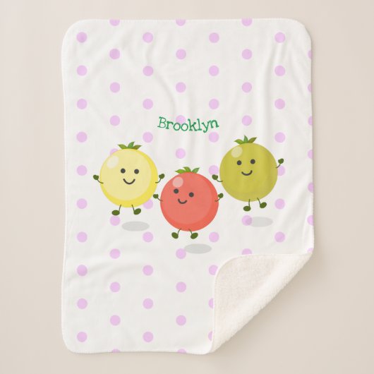 Cute cherry tomaten cartoon illustratie sherpa deken (Voorkant)