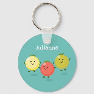 Cute cherry tomaten cartoon illustratie sleutelhanger