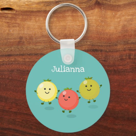 Cute cherry tomaten cartoon illustratie sleutelhanger (Voorkant)