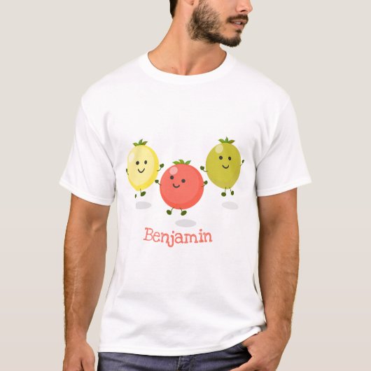 Cute cherry tomaten cartoon illustratie t-shirt (Voorkant)