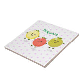 Cute cherry tomaten cartoon illustratie tegeltje (Zijkant)