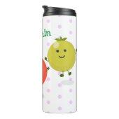 Cute cherry tomaten cartoon illustratie thermosbeker (Geroteerd rechts)