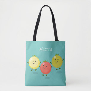 Cute cherry tomaten cartoon illustratie tote bag