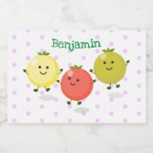 Cute cherry tomaten cartoon illustratie voedselcontainer etiket (Enkel label)