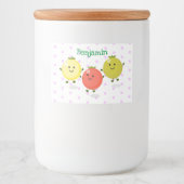 Cute cherry tomaten cartoon illustratie voedselcontainer etiket (Voorkant)
