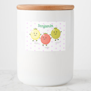 Cute cherry tomaten cartoon illustratie voedselcontainer etiket
