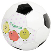 Cute cherry tomaten cartoon illustratie voetbal (Drie kwart)