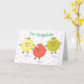 Cute cherry tomatoes cartoon illustration kaart (Gele Bloem)