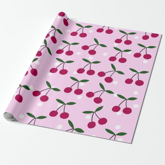 Cute Cherry Wrapping Paper Cadeaupapier (Uitgerold)