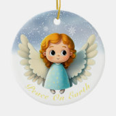 Cute Cherub Baby Girl Angel, Peace On Earth 👼🏻🎄 Keramisch Ornament (Voorkant)