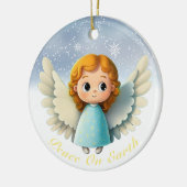 Cute Cherub Baby Girl Angel, Peace On Earth 👼🏻🎄 Keramisch Ornament (Links)