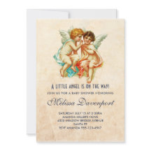 Cute Cherub Ephemera op Faux Parchment Baby shower