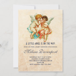 Cute Cherub Ephemera op Faux Parchment Baby shower Kaart