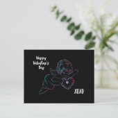 Cute Cherub met een hart voor Valentijnsdag Feestdagenkaart (Staand voorkant)