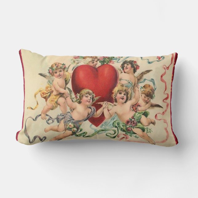 Cute Cherubs met een Red Heart-Valentijn Kussen (Voorkant)