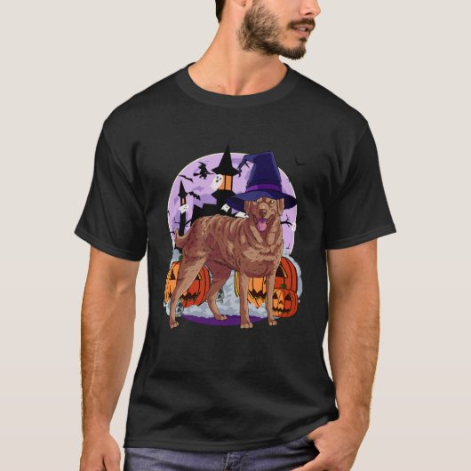 Cute Chesapeake Bay Retriever Halloween Witch Pump T-shirt (Voorkant)