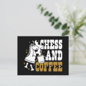 Cute Chess and Coffee Chess Lover Knight Art Briefkaart (Staand voorkant)