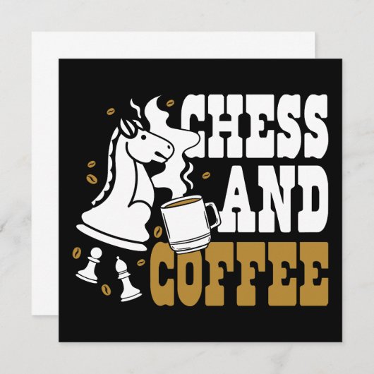 Cute Chess and Coffee Chess Lover Knight Art Kaart (Voorkant / Achterkant)