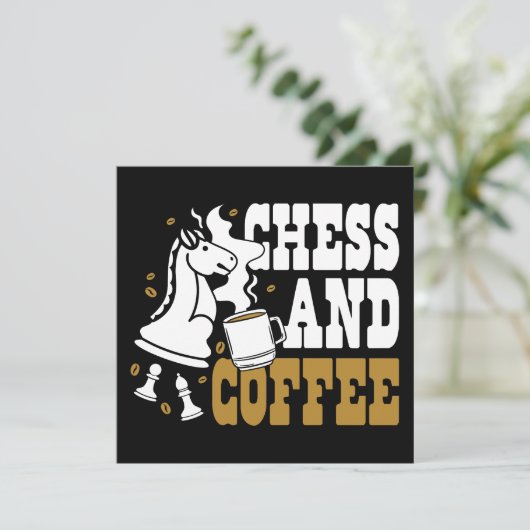 Cute Chess and Coffee Chess Lover Knight Art Kaart (Staand voorkant)