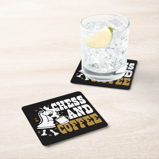 Cute Chess and Coffee Chess Lover Knight Art Kartonnen Onderzetters (Insitu)
