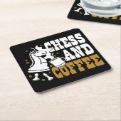 Cute Chess and Coffee Chess Lover Knight Art Kartonnen Onderzetters (Schuin)