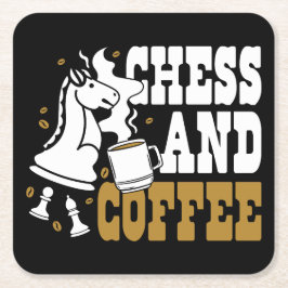 Cute Chess and Coffee Chess Lover Knight Art Kartonnen Onderzetters