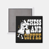 Cute Chess and Coffee Chess Lover Knight Art Magneet (Voorkant / Achterkant)