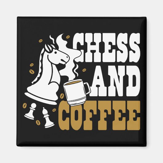 Cute Chess and Coffee Chess Lover Knight Art Magneet (Voorkant)
