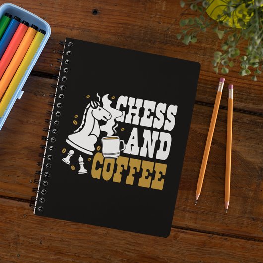 Cute Chess and Coffee Chess Lover Knight Art Notitieboek